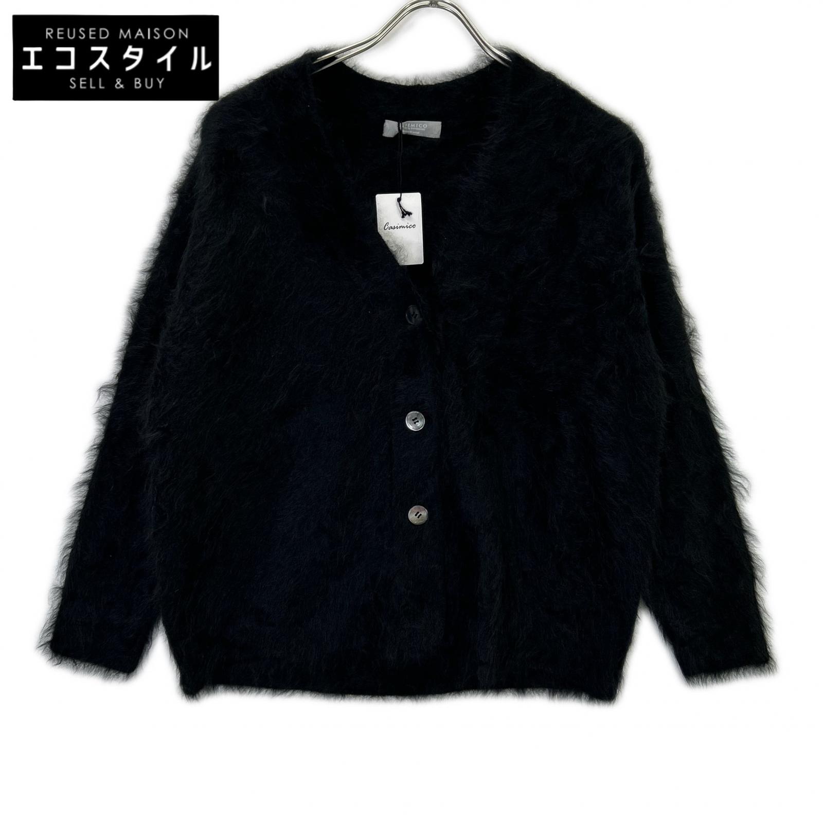CASIMICO CASI-2458 Black Cashmere Shaggy Fur Cardigan Top