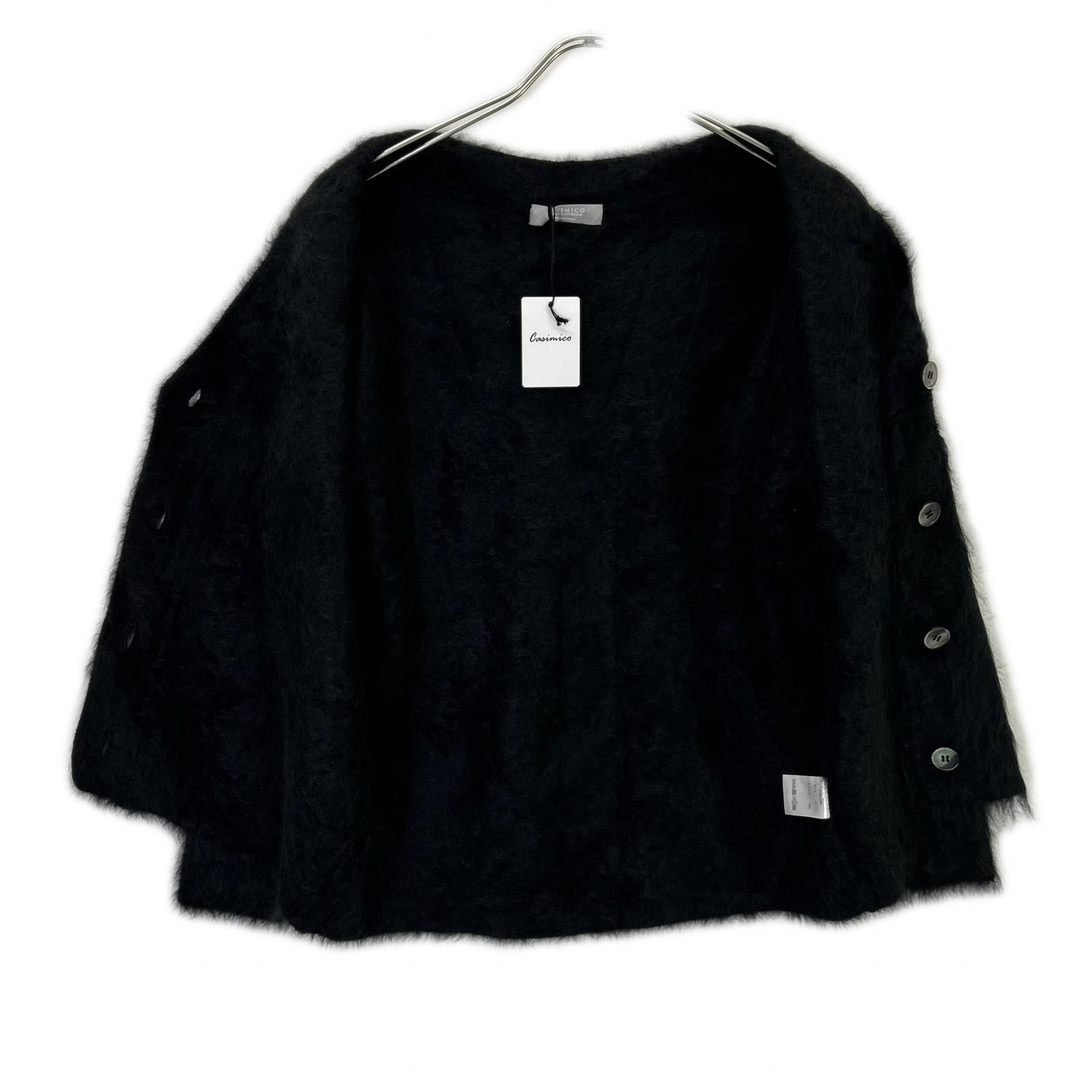 CASIMICO CASI-2458 Black Cashmere Shaggy Fur Cardigan Top