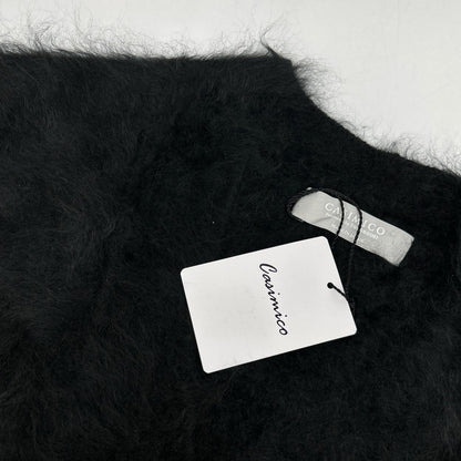 CASIMICO CASI-2458 Black Cashmere Shaggy Fur Cardigan Top