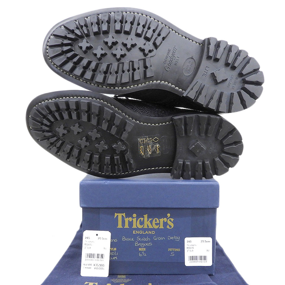 Tricker's トリッカーズ 新品同様 ILKLEY イルクリー コマンドソール ウィングチップシューズ メンズ ブラック 6 1/2 M3087C シューズ 6.5