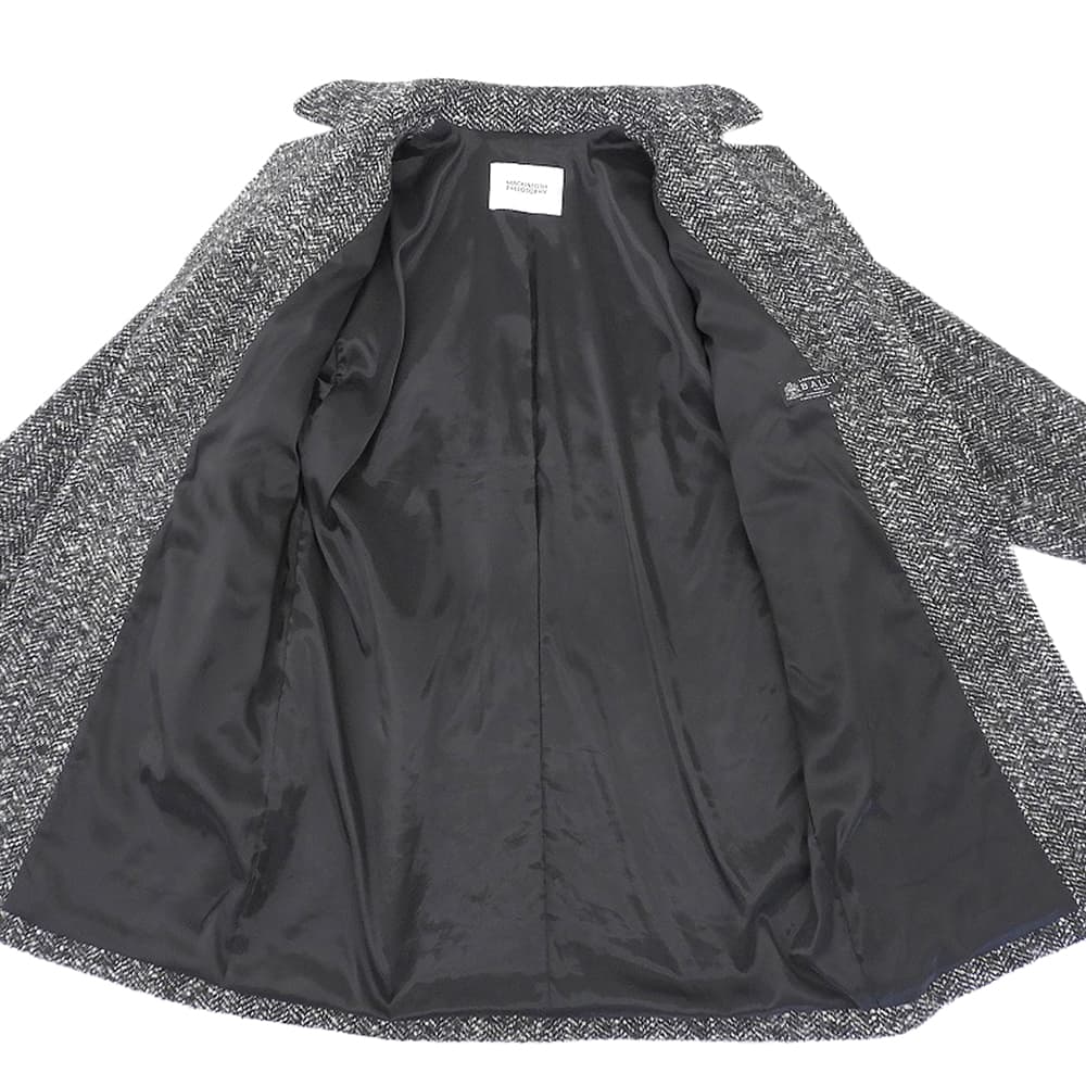 MACKINTOSH PHILOSOPHY マッキントッシュフィロソフィー 美品 ウール混 ツイード チェスターコート レディース ブラック 36 H5B12-261-09 コート