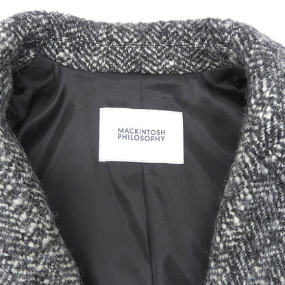 MACKINTOSH PHILOSOPHY マッキントッシュフィロソフィー 美品 ウール混 ツイード チェスターコート レディース ブラック 36 H5B12-261-09 コート
