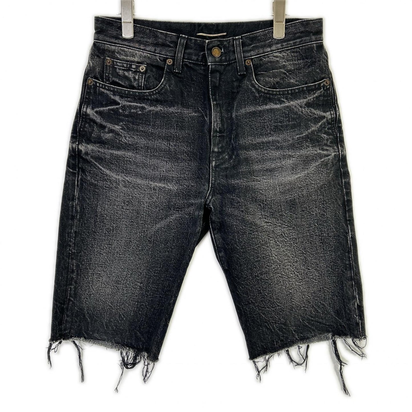 SAINT LAURENT PARIS 圣罗兰 18年 532021 黑色水洗半牛仔裤 下装