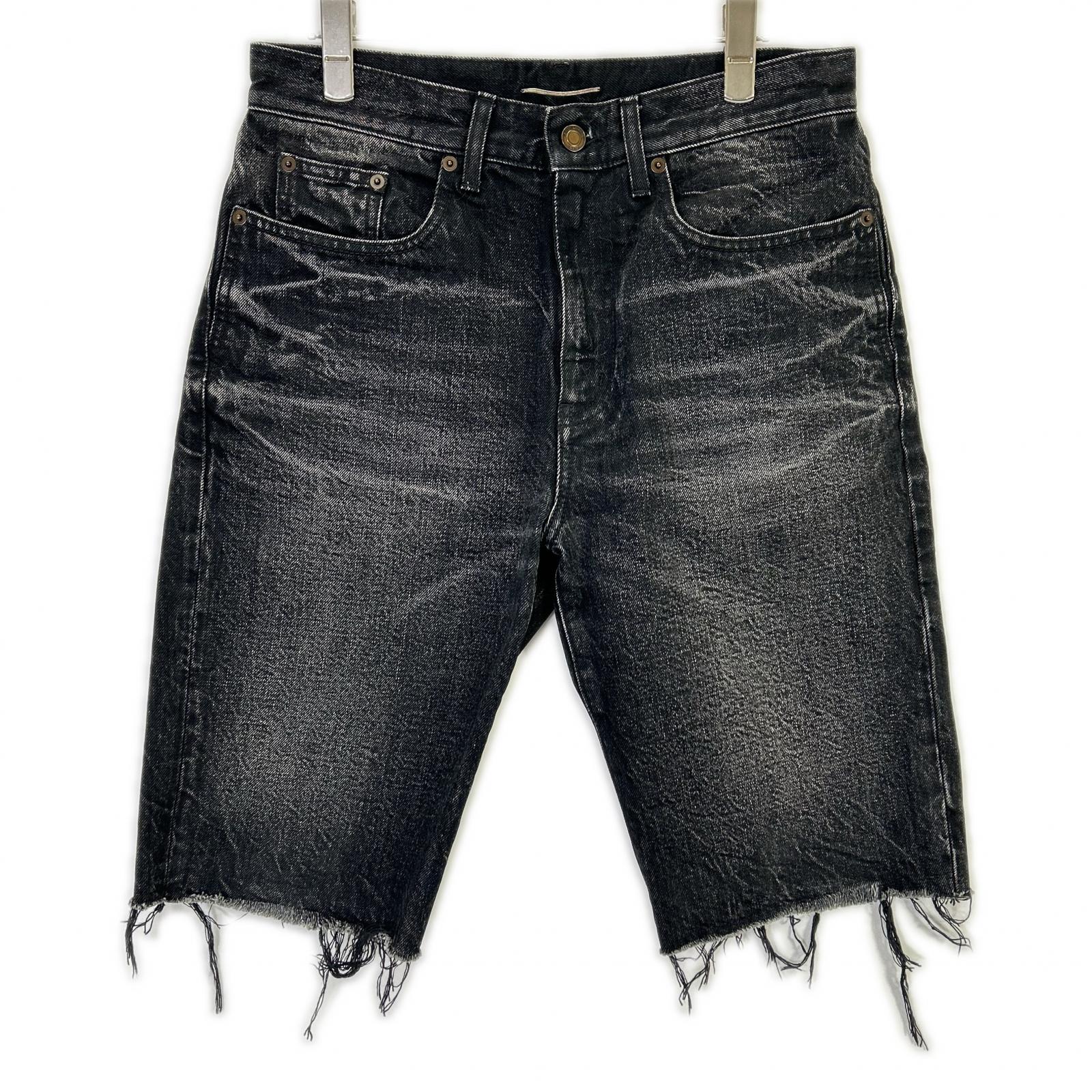 SAINT LAURENT PARIS 圣罗兰 18年 532021 黑色水洗半牛仔裤 下装