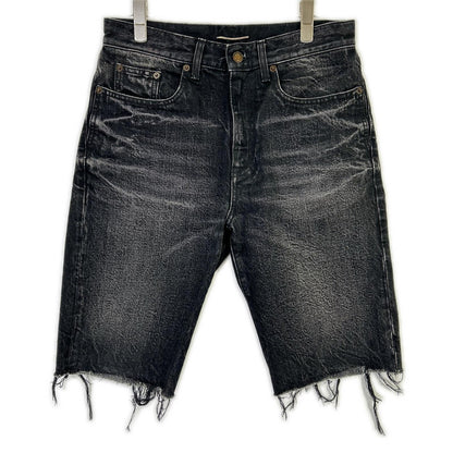 SAINT LAURENT PARIS 圣罗兰 18年 532021 黑色水洗半牛仔裤 下装