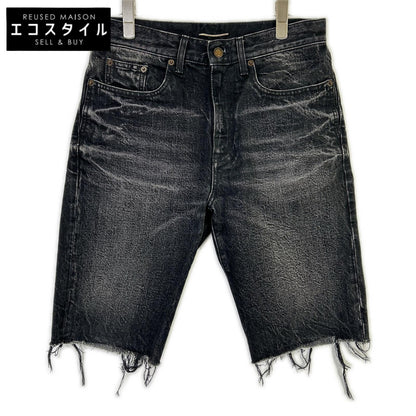 SAINT LAURENT PARIS 圣罗兰 18年 532021 黑色水洗半牛仔裤 下装