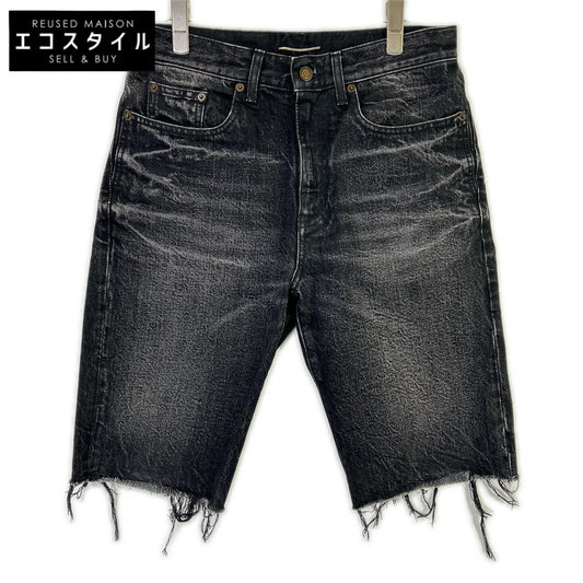 SAINT LAURENT PARIS 2018 532021 Black Washed Half Denim Pants Bottoms
