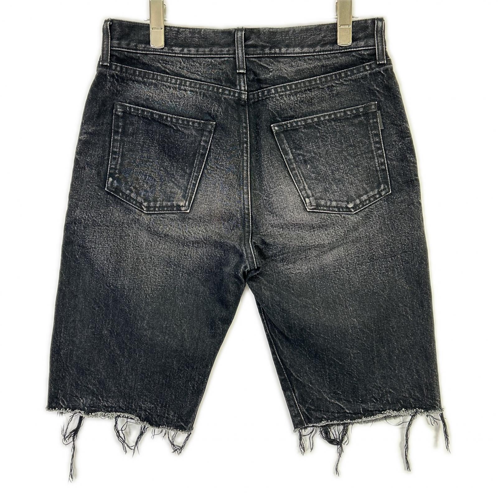SAINT LAURENT PARIS 圣罗兰 18年 532021 黑色水洗半牛仔裤 下装