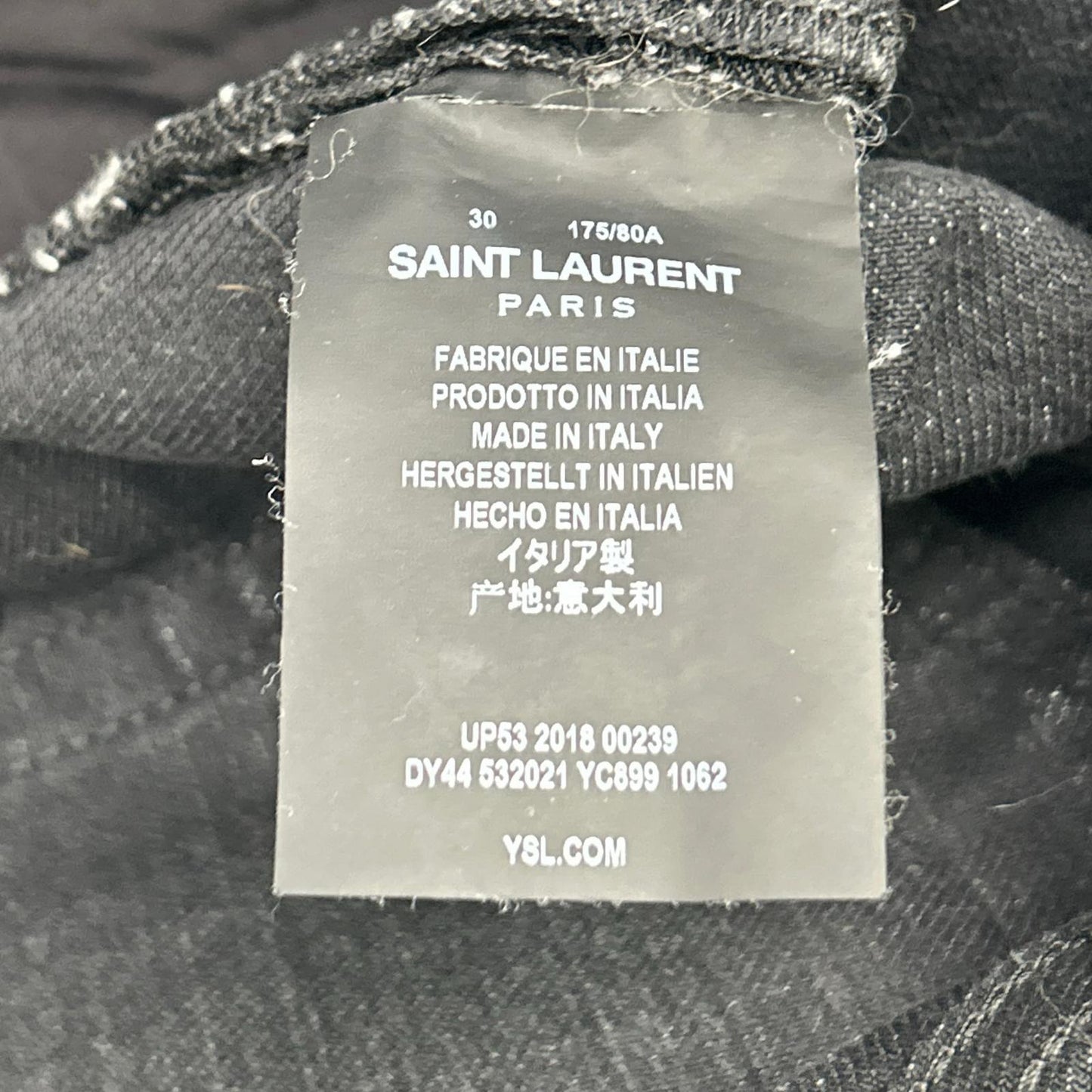 SAINT LAURENT PARIS 圣罗兰 18年 532021 黑色水洗半牛仔裤 下装