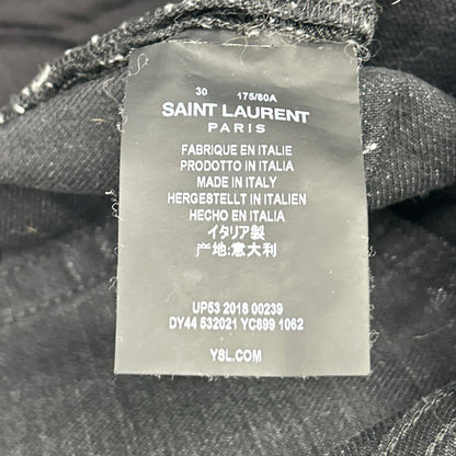 SAINT LAURENT PARIS 圣罗兰 18年 532021 黑色水洗半牛仔裤 下装