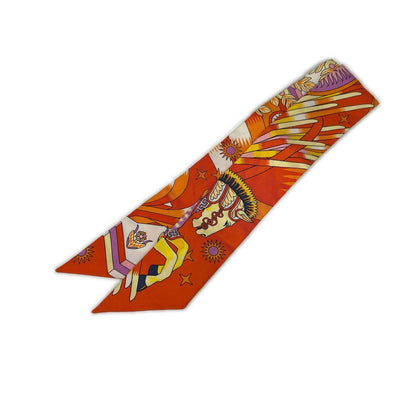 HERMES Orange Source of Pegasus Twilly Scarf