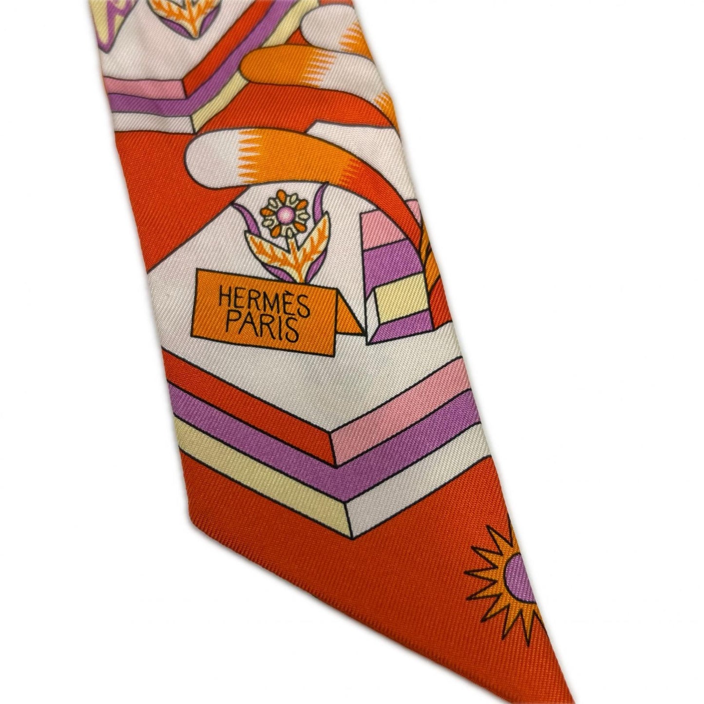 HERMES Orange Source of Pegasus Twilly Scarf