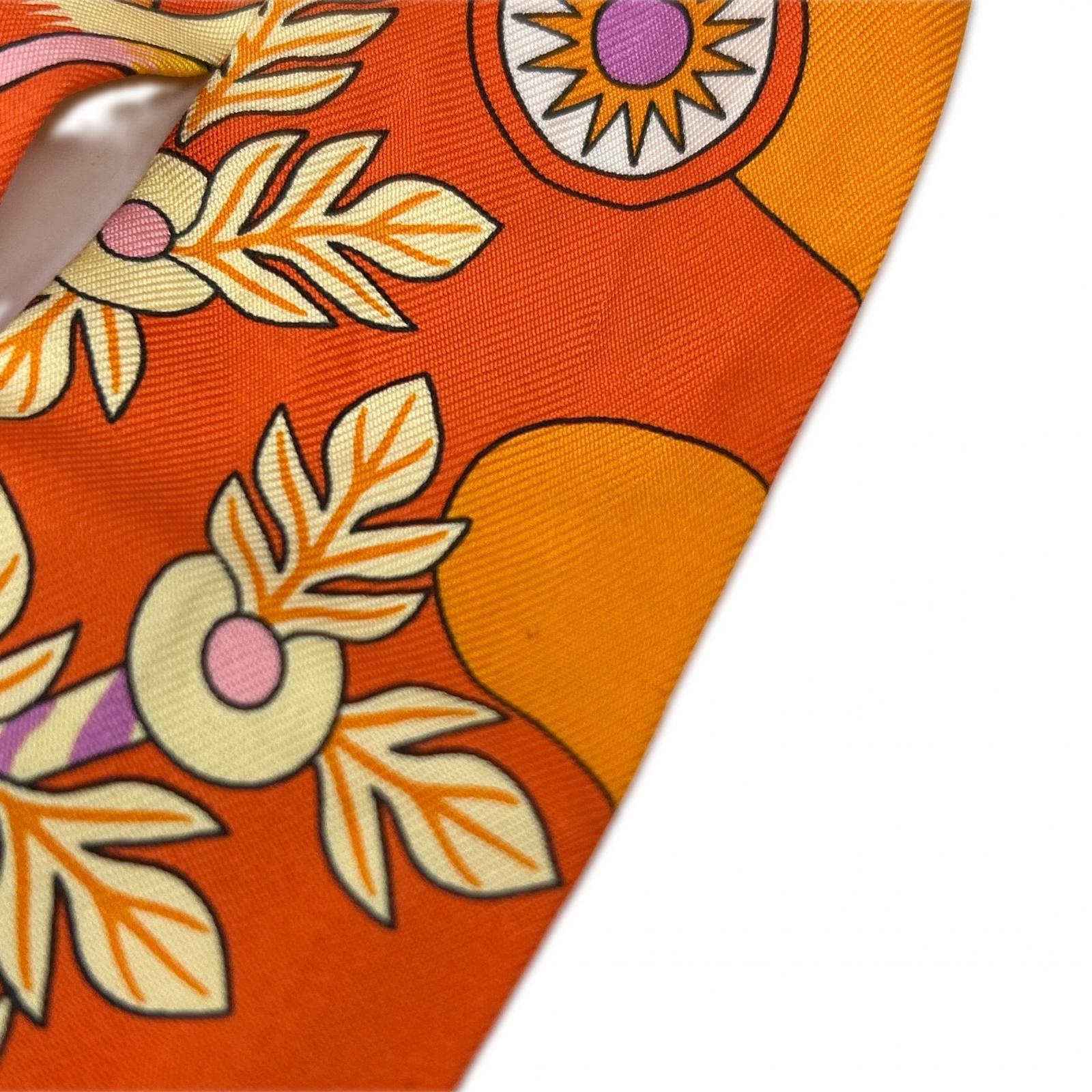 HERMES Orange Source of Pegasus Twilly Scarf