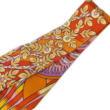 HERMES Orange Source of Pegasus Twilly Scarf