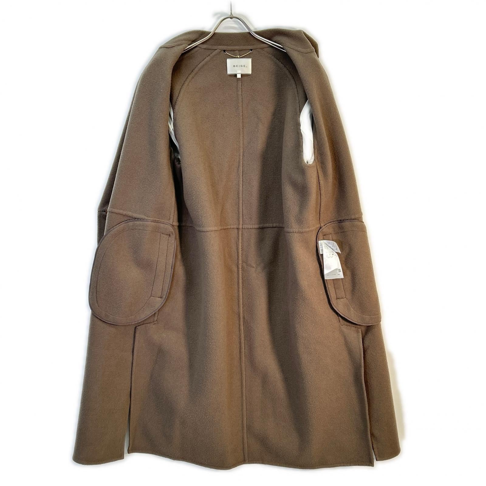 BEIGE Beige Brown Wool Double Coat Coat 4 Women's