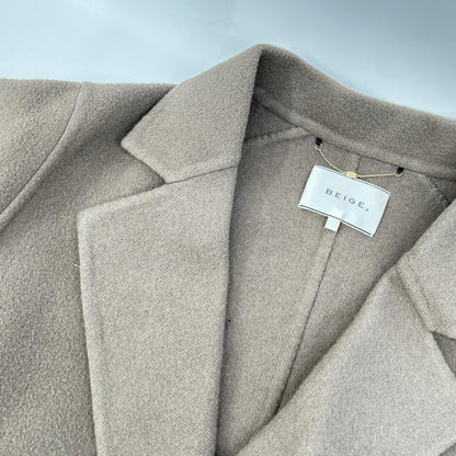 BEIGE Beige Brown Wool Double Coat Coat 4 Women's