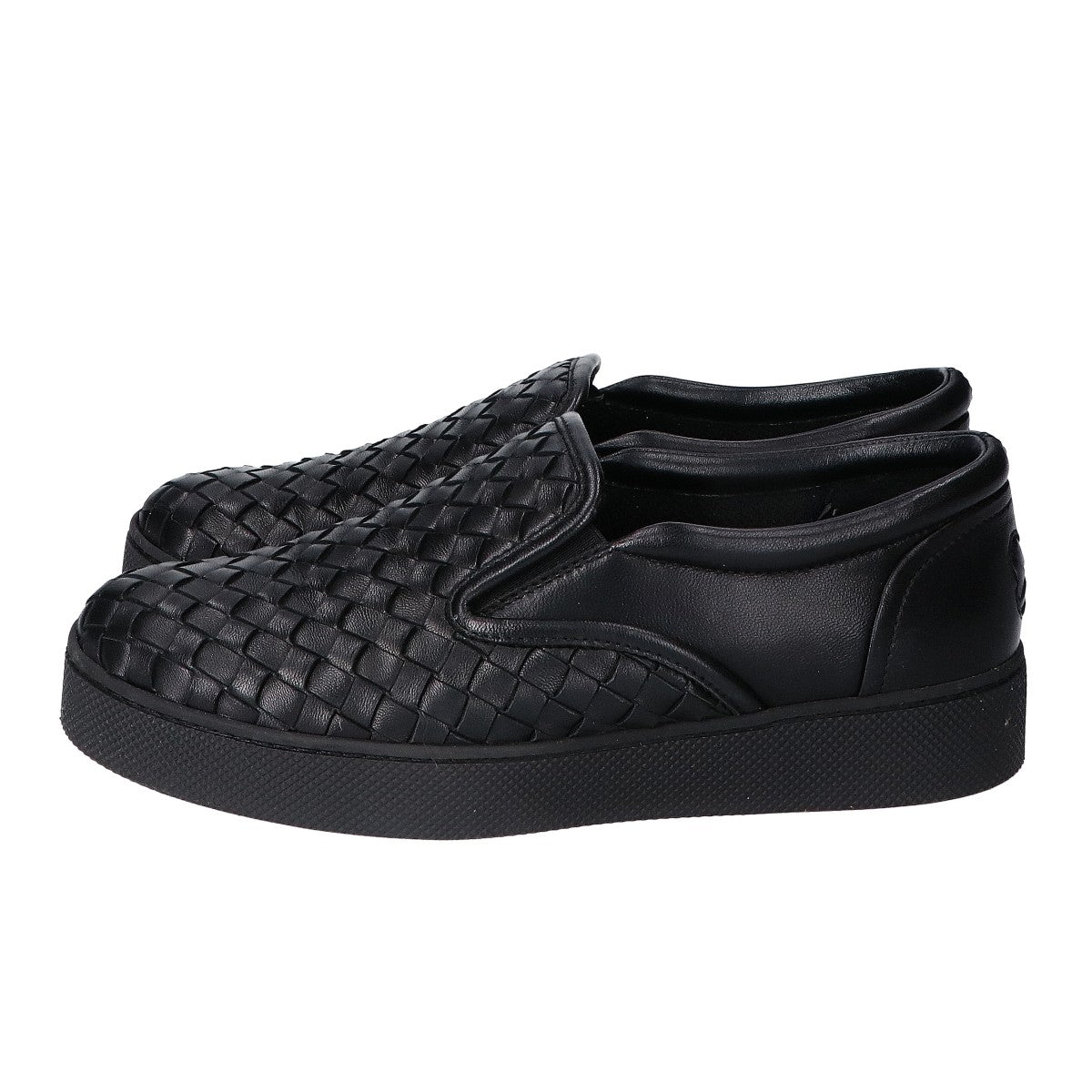 BOTTEGA VENETA ボッテガヴェネタ ブラック レザー イントレチャート スリッポン シューズ