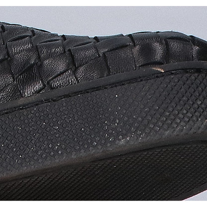 BOTTEGA VENETA ボッテガヴェネタ ブラック レザー イントレチャート スリッポン シューズ