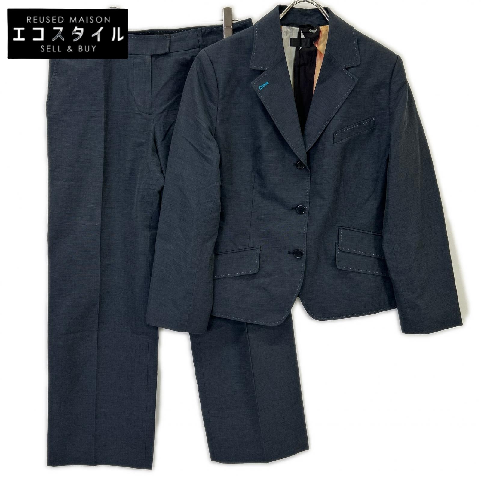 PaulSmith BLACK ポールスミスブラック CJKPMGM0403 ネイビー ポールスミス Citanus リネンコットン パンツ スーツ スーツ セットアップ