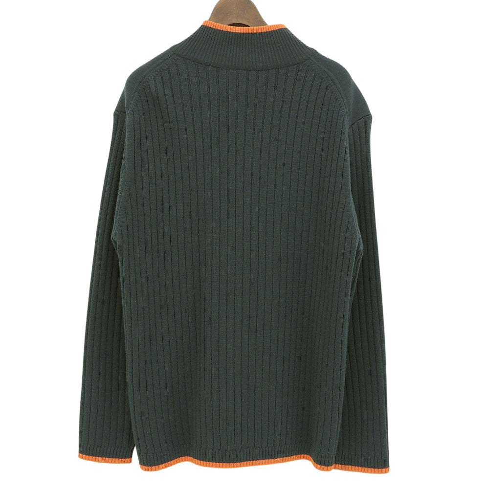 Wool Zip-Up Knit Top Men's Blue Green 100 AH052E Tops 100 Men's