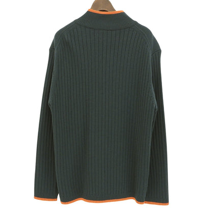 Wool Zip-Up Knit Top Men's Blue Green 100 AH052E Tops 100 Men's