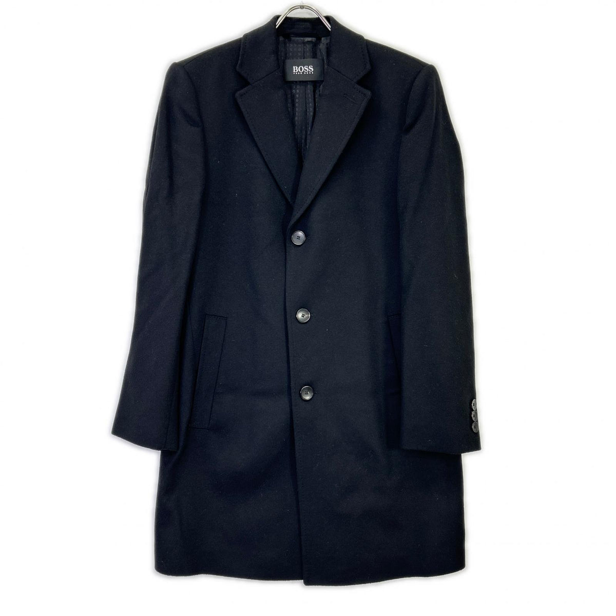 HUGOBOSS ヒューゴボス 10237369 ブラック ウールカシミヤ チェスターコート コート