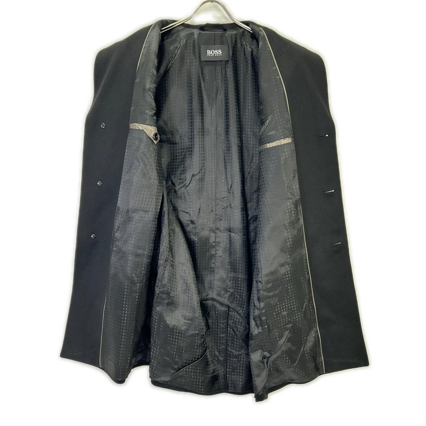HUGO BOSS 雨果博斯 10237369 黑色羊毛羊绒切斯特大衣 外套