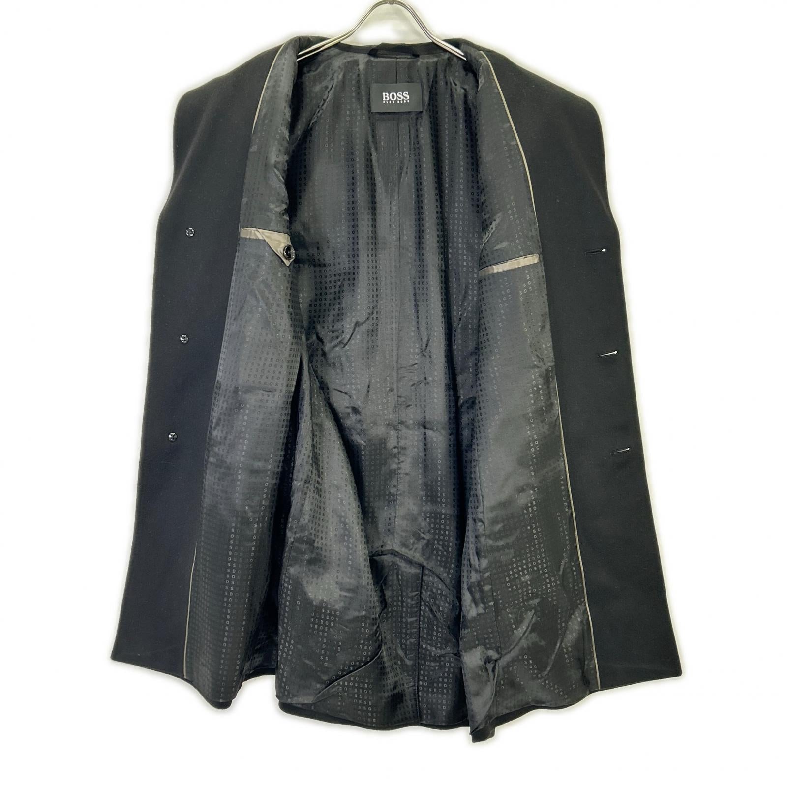 HUGO BOSS 雨果博斯 10237369 黑色羊毛羊绒切斯特大衣 外套