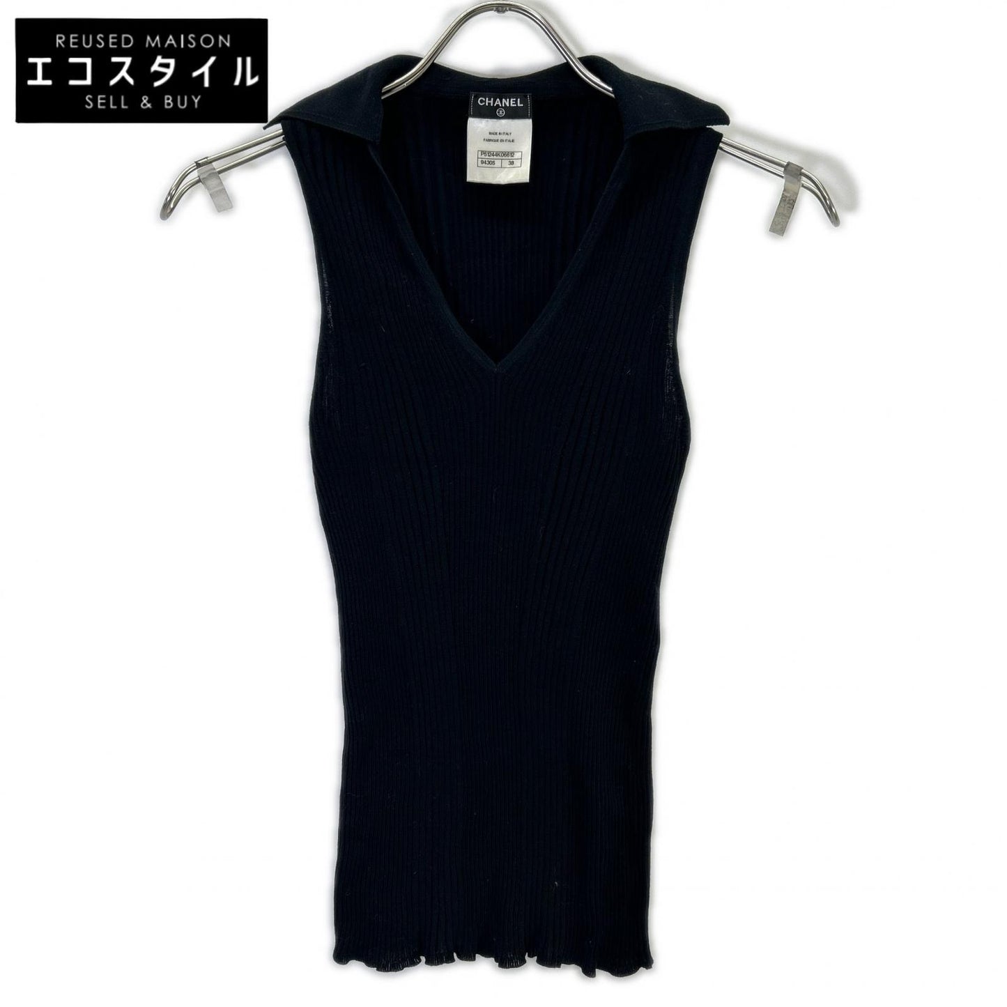CHANEL シャネル 15SS P51244K06612 ブラック スキッパー ノースリーブニット トップス