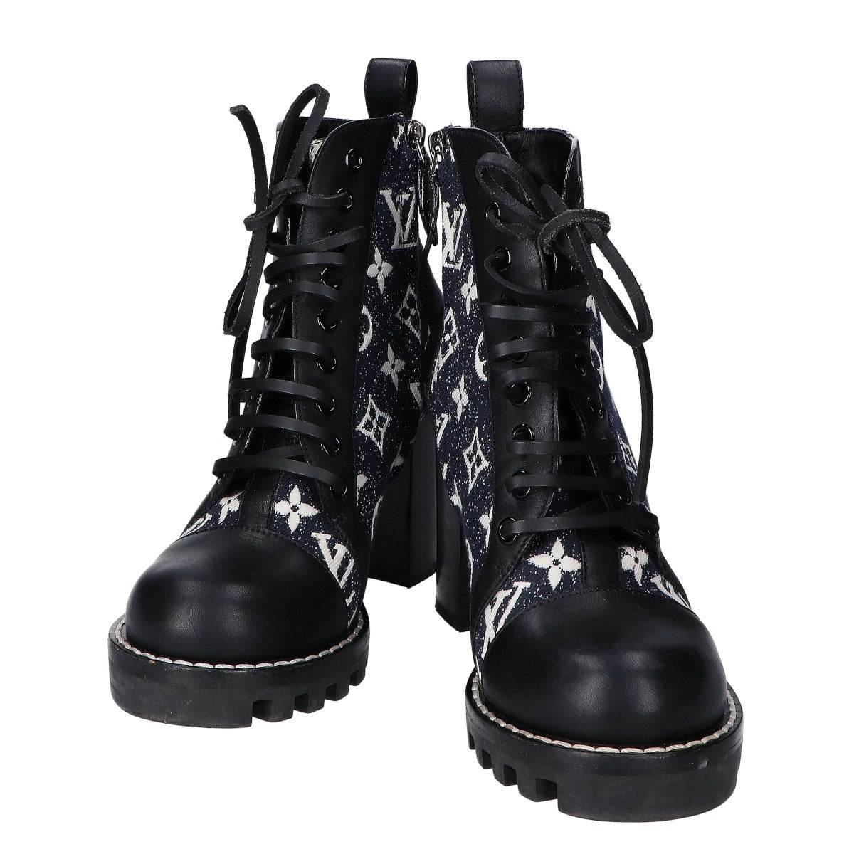 LOUIS VUITTON 21SS Star Trail Line Ankle Boots Denim x Leather Shoes