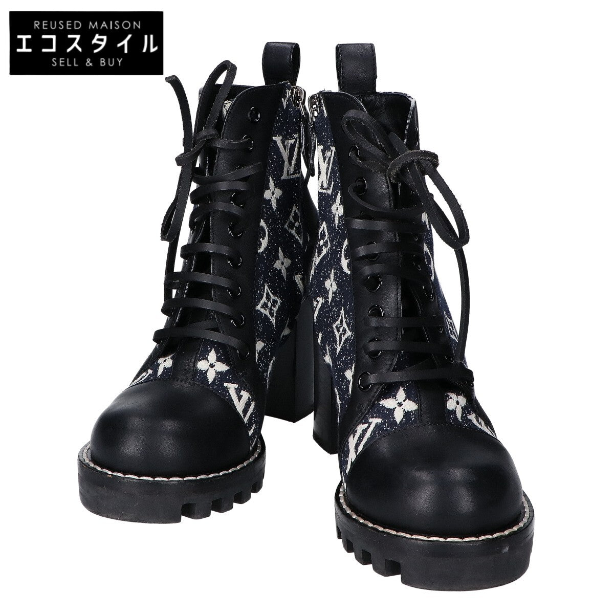 LOUIS VUITTON 21SS Star Trail Line Ankle Boots Denim x Leather Shoes
