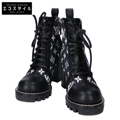 LOUIS VUITTON 21SS Star Trail Line Ankle Boots Denim x Leather Shoes