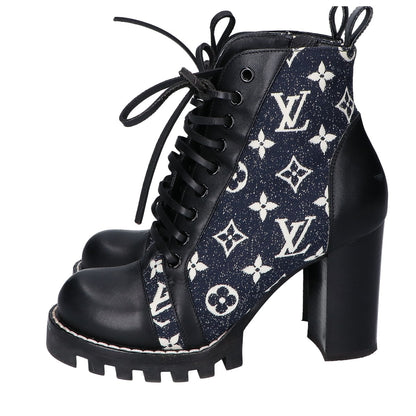 LOUIS VUITTON 21SS Star Trail Line Ankle Boots Denim x Leather Shoes
