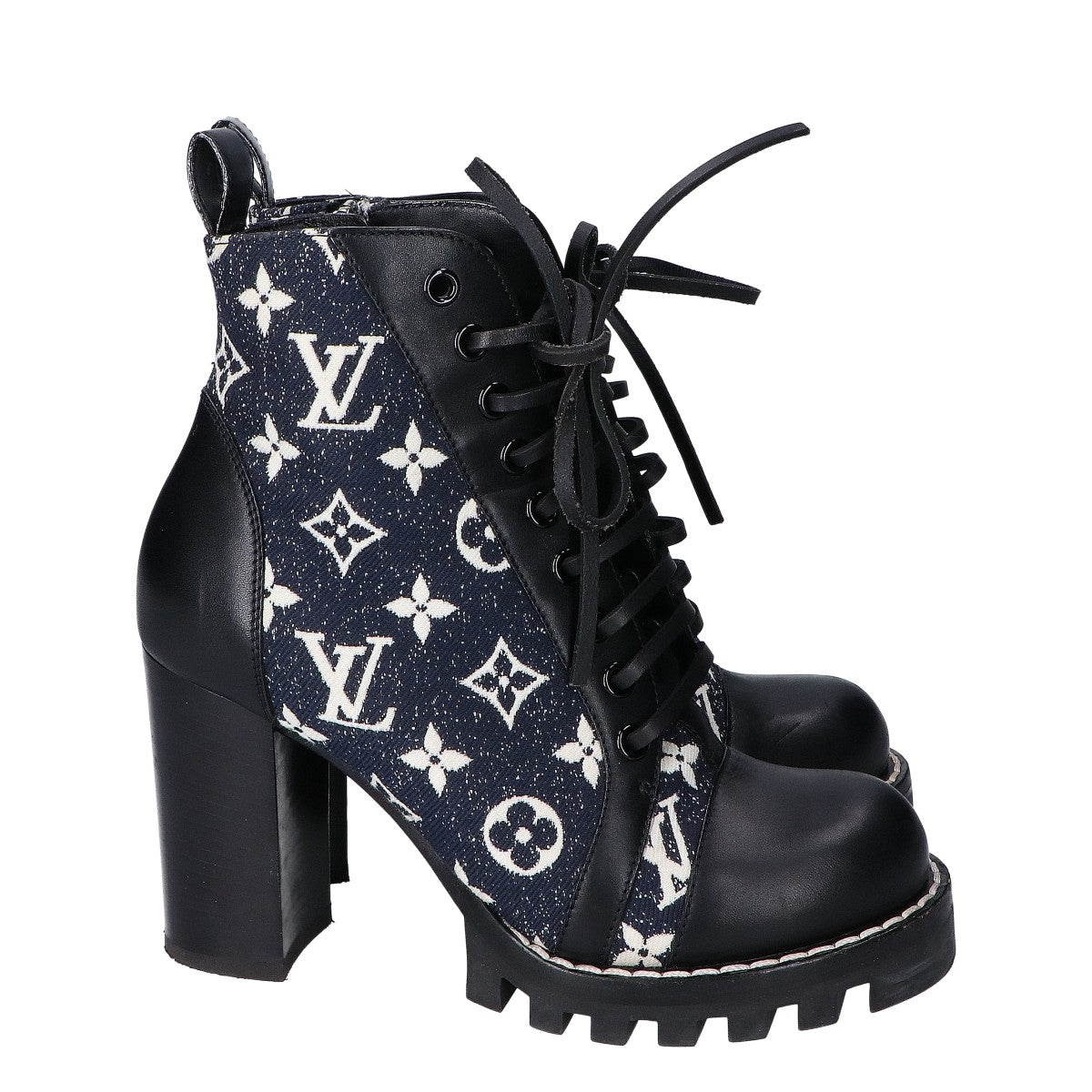 LOUIS VUITTON 21SS Star Trail Line Ankle Boots Denim x Leather Shoes