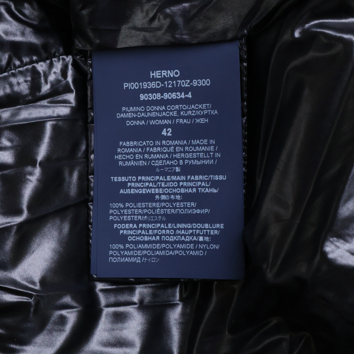 HERNO ヘルノ 美品 国内正規 PI001936D ﾌﾞﾗｯｸ RASO ﾀﾞｳﾝｼﾞｬｹｯﾄ ジャケット 42 レディース