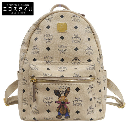 MCM Visetos Classic Rabbit Backpack Daypack Women's Leather Beige Backpack