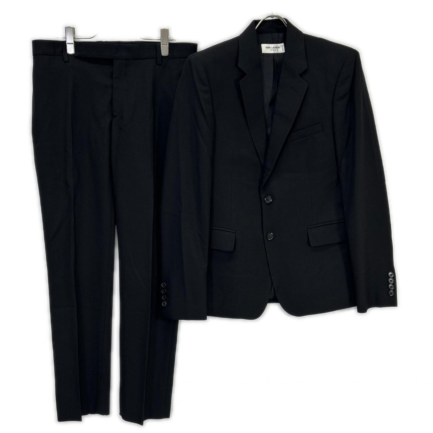 22 years V88X 637087 Black Wool Suit Set-up 46 Men's