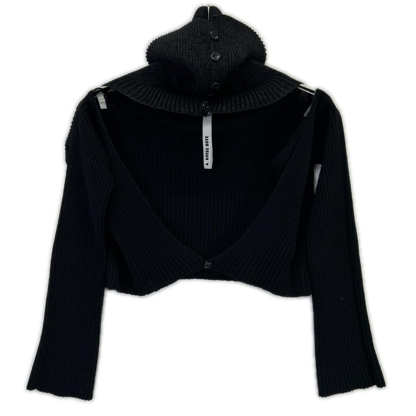 A. ROEGE HOVE Black Wool Stretch Cardigan Top