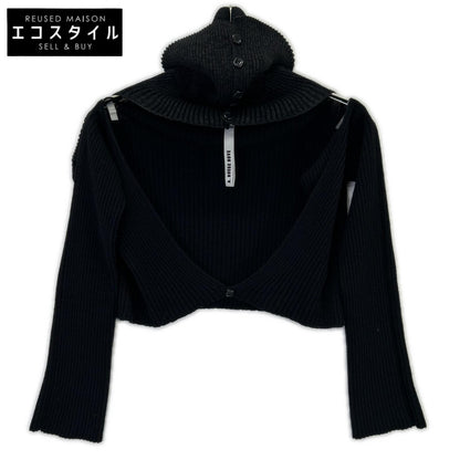 A. ROEGE HOVE Black Wool Stretch Cardigan Top