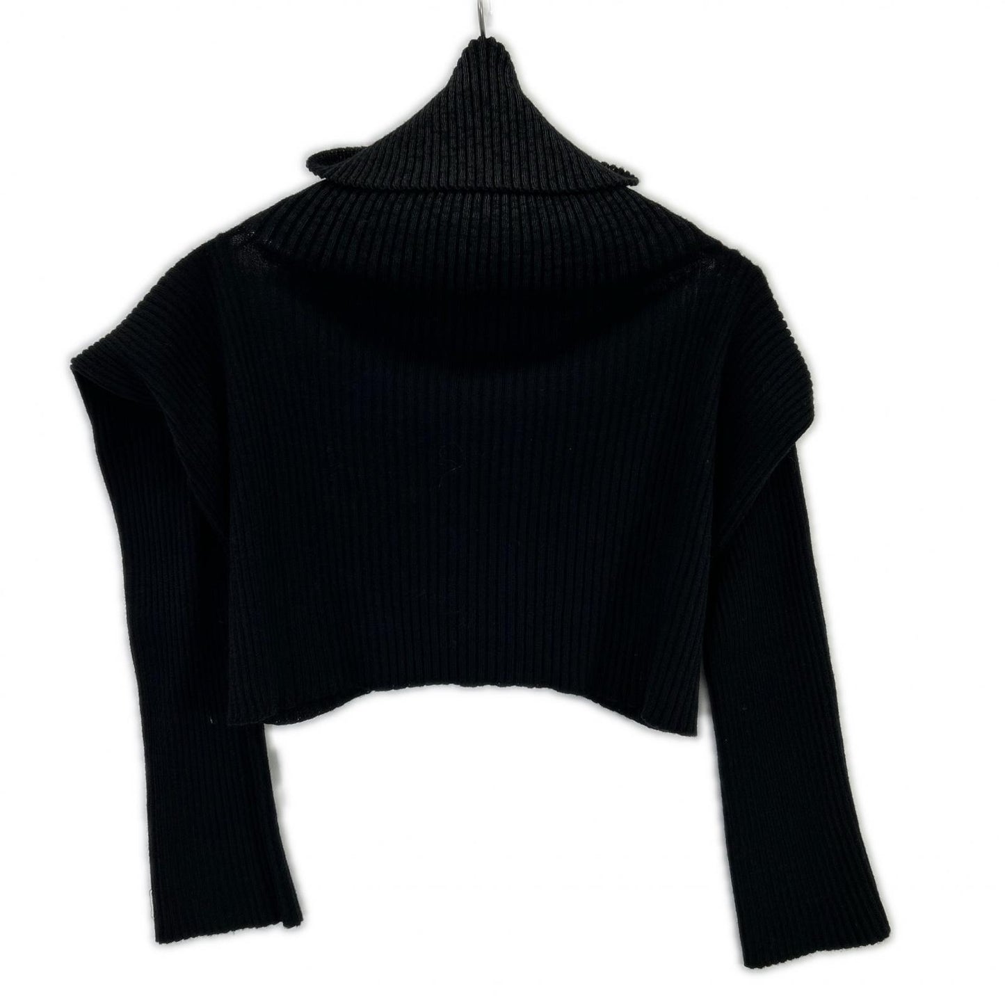 A. ROEGE HOVE Black Wool Stretch Cardigan Top