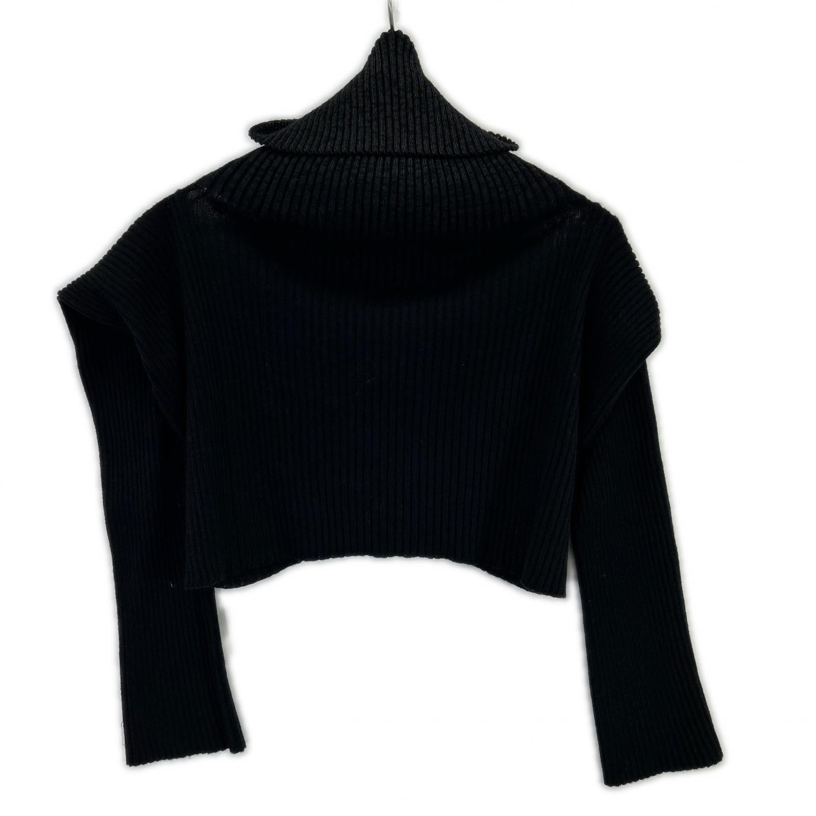 A. ROEGE HOVE Black Wool Stretch Cardigan Top