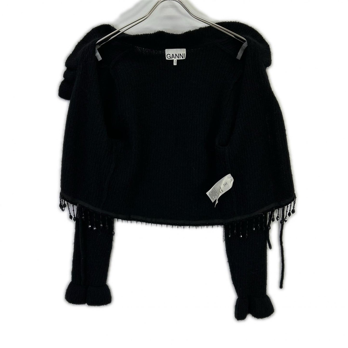GANNI 22AW Black Wool Cardigan with Jewels