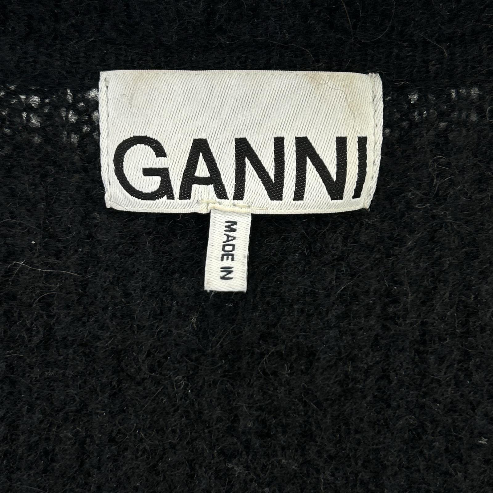GANNI 22AW Black Wool Cardigan with Jewels