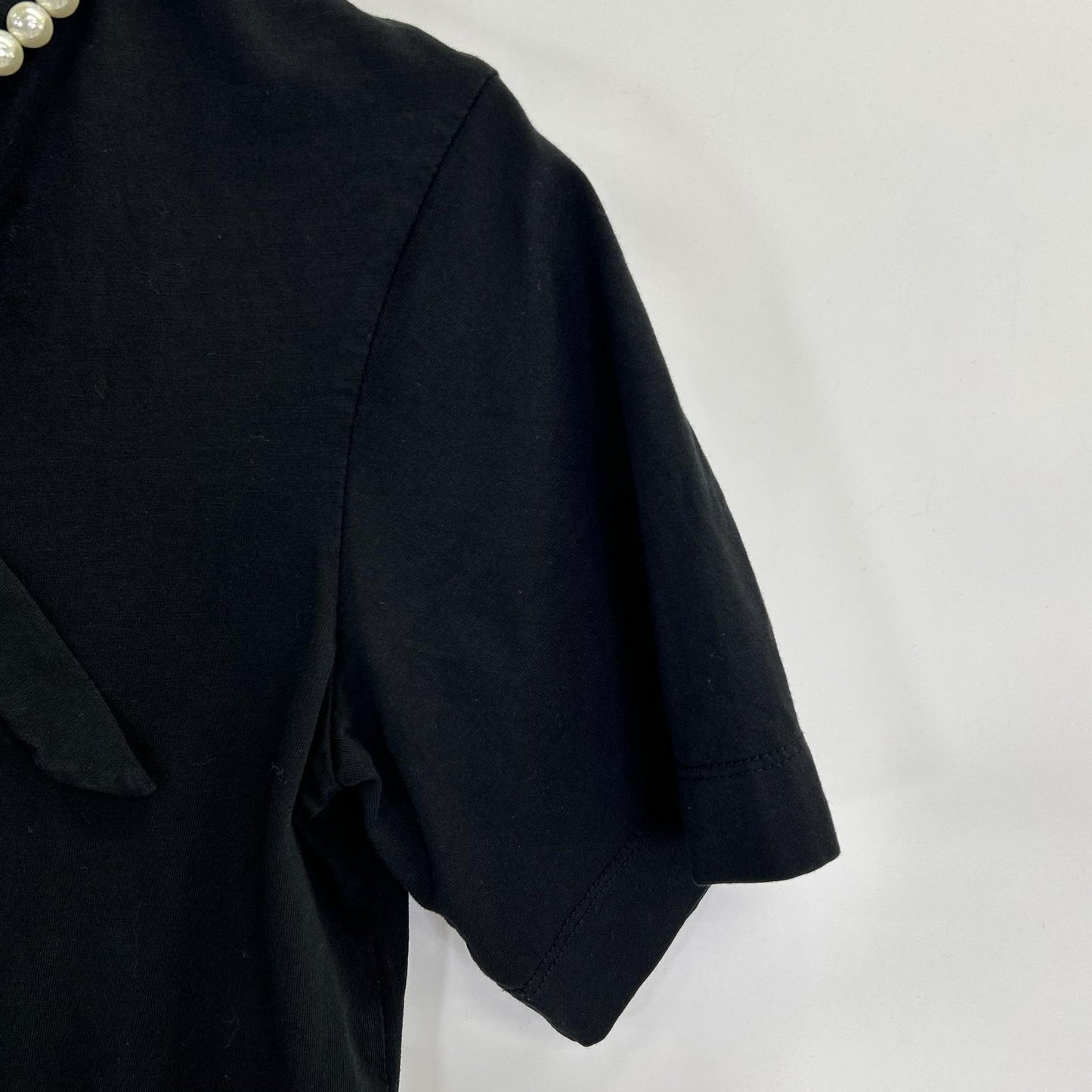 SIMONE ROCHA Black Pearl and Bow Tie T-shirt Top