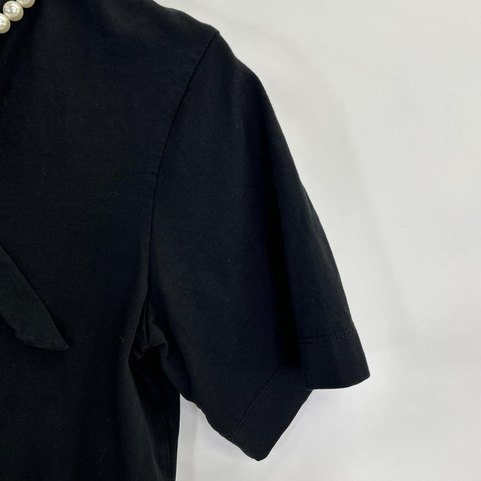 SIMONE ROCHA Black Pearl and Bow Tie T-shirt Top