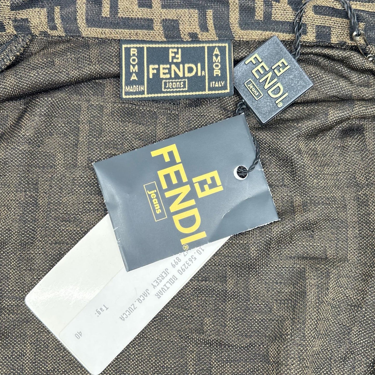 FENDI フェンディ 10.563290 ブラウン ズッカ柄 長袖 シャツ トップス