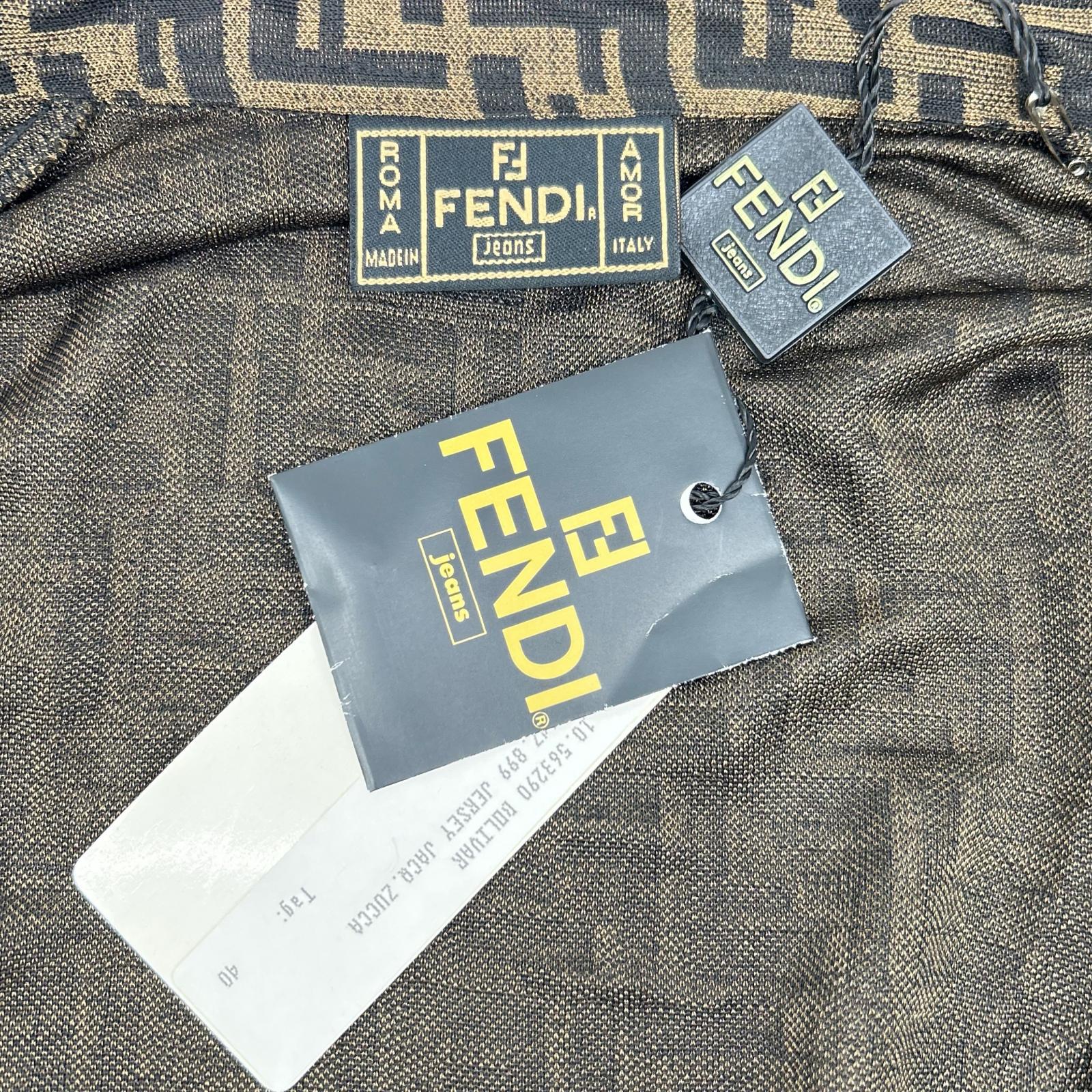 FENDI フェンディ 10.563290 ブラウン ズッカ柄 長袖 シャツ トップス
