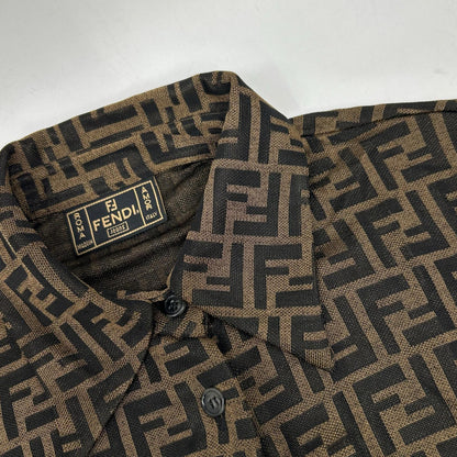 FENDI フェンディ 10.563290 ブラウン ズッカ柄 長袖 シャツ トップス