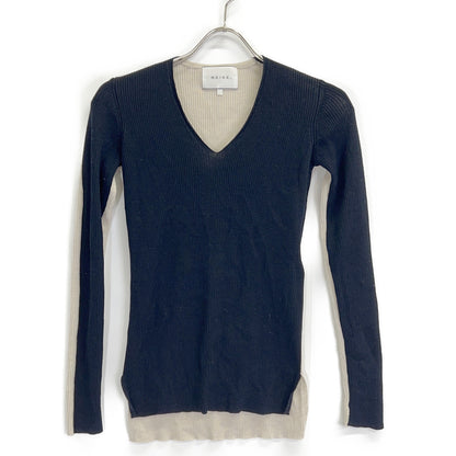 BEIGE ベイジ ベージュ×ブラック LA MONNAIE Vネックニット トップス