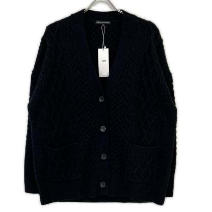 NIJYUSANKU 23ku Black Washable Wool Cashmere Aran Pattern Cardigan Tops 38 Ladies